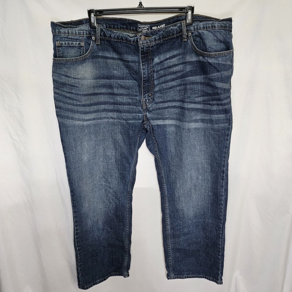 Mens Signature Levi Strauss Gold Relaxed Blue Jeans Denim Straight Leg 50 x 30